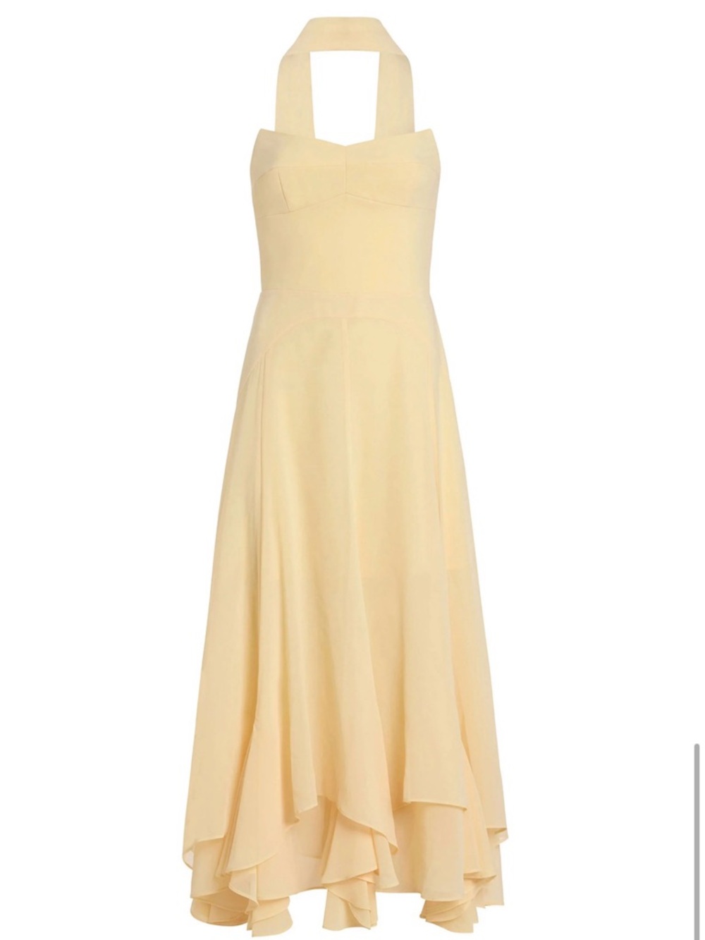 Amanda Uprichard Monterey Dress with Scarf in Cornsilk